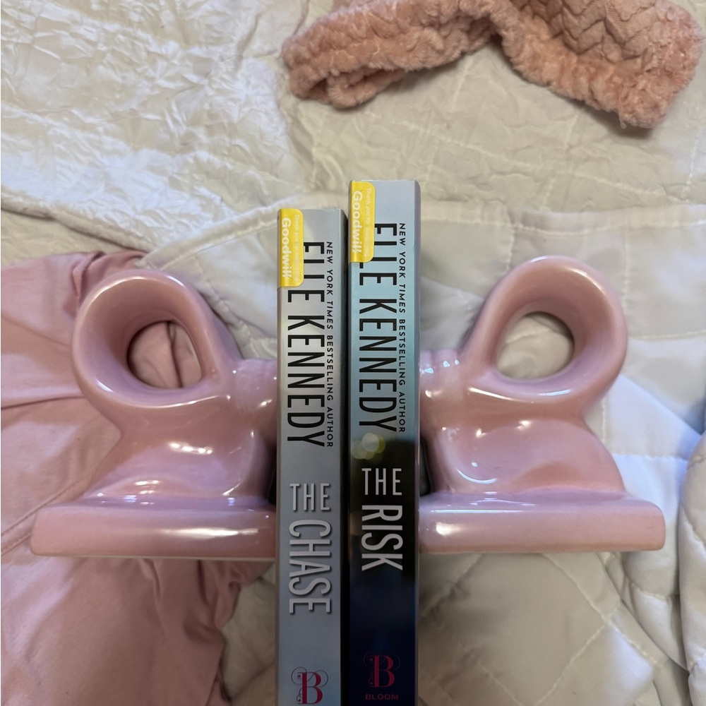 Pink Ceramic Bow Bookends